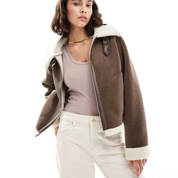 ONLY Between-Season Trucker Coat with Teddy Trim