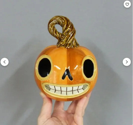 Ceramic Pumpkin Luminary - Medium Size Enoch Jack O' Lantern