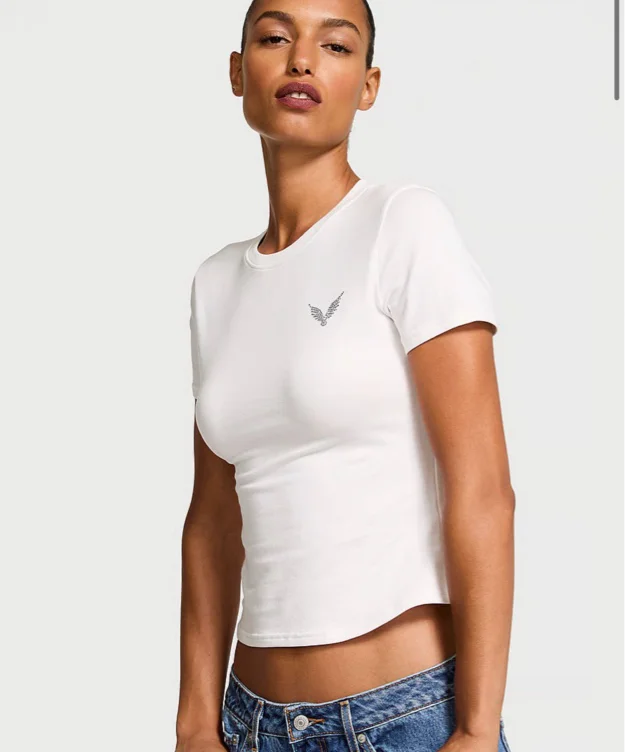 Kopen Aansluitend T-shirt van stretchkatoen – Bestel Tops online 1127675600 – Victoria's Secret 