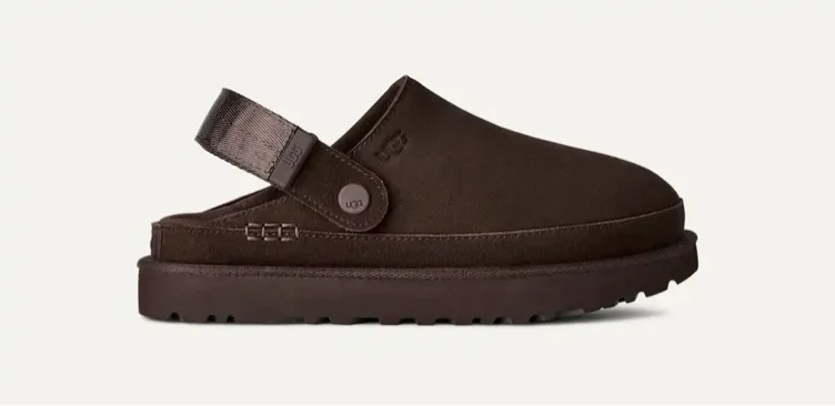 UGG® Women's Goldenstar Clog Suede Shoes in Chestnut, Size 6.5