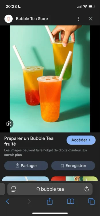 Bubble teaaa (the vert fruit de la passion bulle mangue.. si jamais)