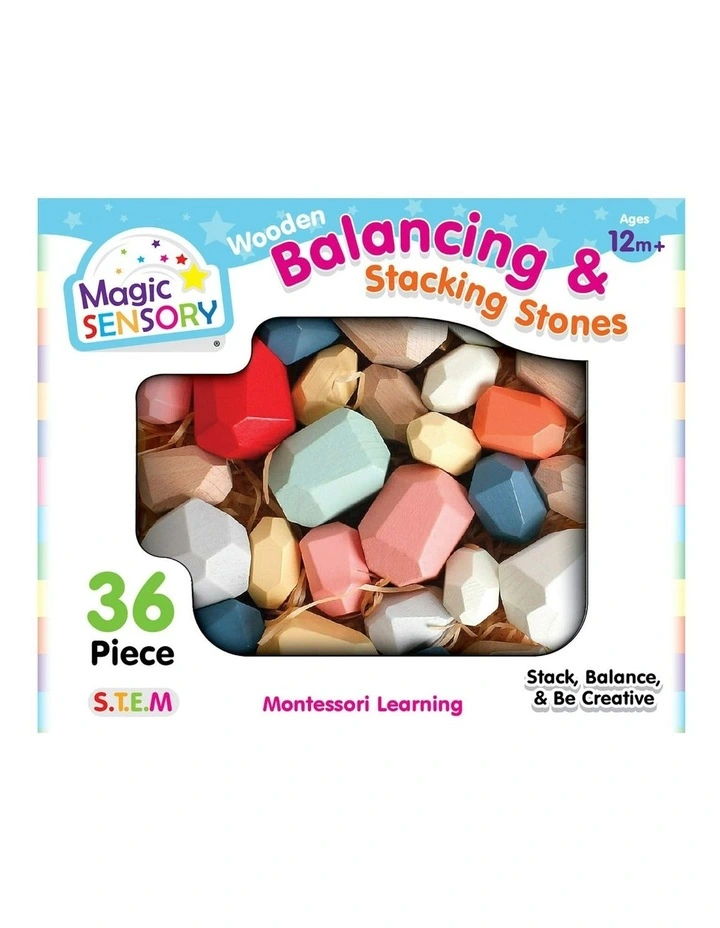 Magic Sensory 36 Piece Wooden Balancing & Stacking Stones | MYER