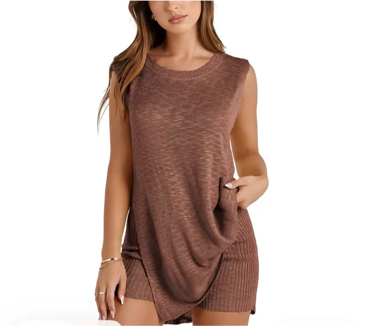 UANEO Women's  2 Piece Outfits Summer Knit Sweater Set Sleeveless - TikTok Shop