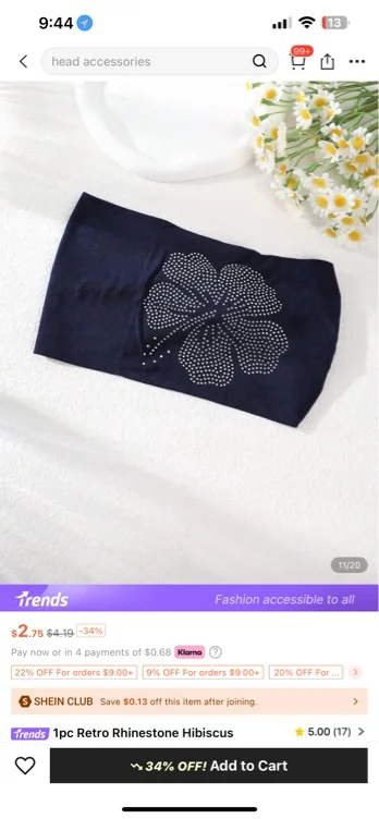 Navey flower headband