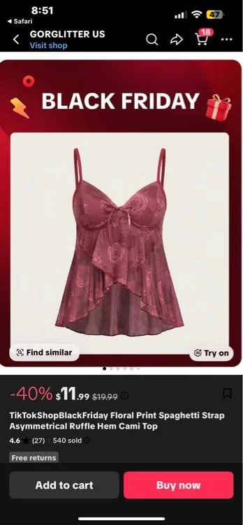 Floral Print Spaghetti Strap Asymmetrical Ruffle Hem Cami Top - TikTok Shop