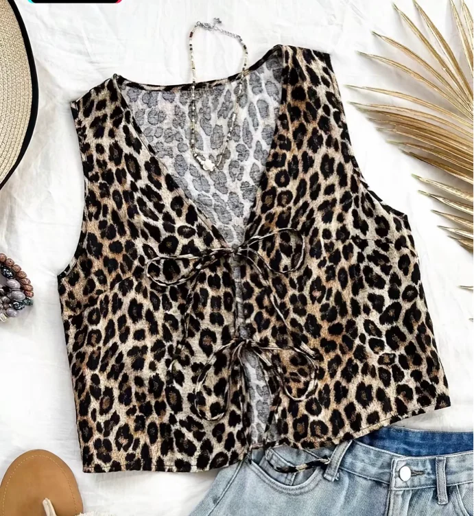 Women's All Over Print Tie Front Tank Top, Casual Fitted Sleeveless - TikTok Shop