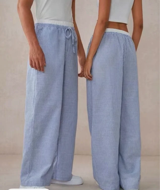 Men's Woven Stripped Loose Wide-leg Casual Straight Pants, Going - TikTok Shop