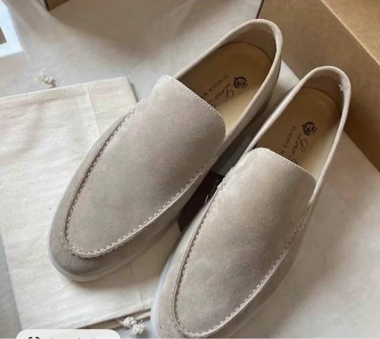 Men's Classic New Genuine Leather Loafers Suede Slip-On Driving - TikTok Shop
