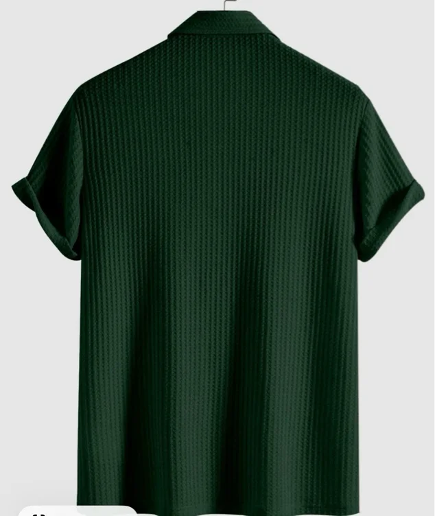 Men's Plain Jacquard Knit Polo Shirt, Regular Fit Casual Short - TikTok Shop