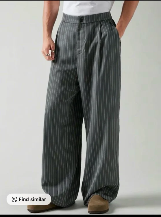 Baggy Casual Pleated Striped Dress Pants TikTokShopBlackFriday - TikTok Shop