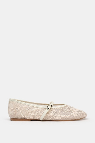 EMBROIDERED MESH BALLERINAS