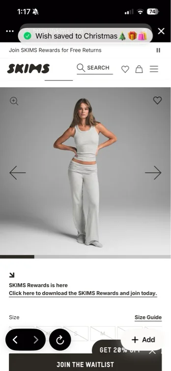 skims foldover straight leg pant