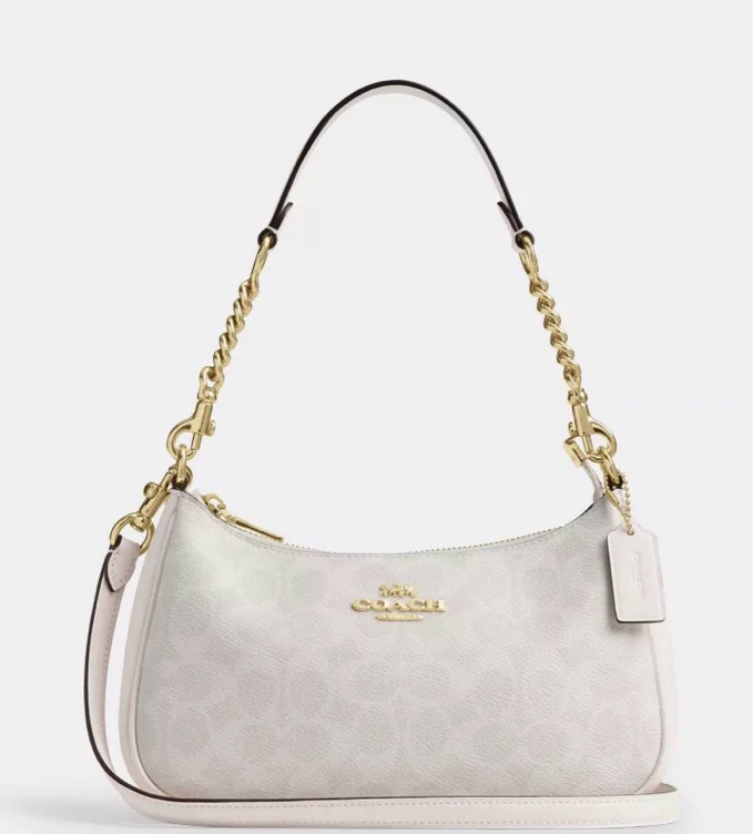 Coach Outlet Teri Shoulder Bag In Signature Canvas - Beige/Brown