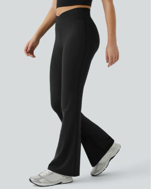 High Waisted Crossover Flare Yoga Leggings