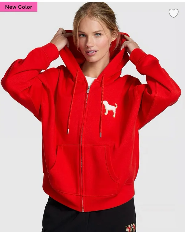 Buy Ivy Fleece Campus Full-Zip Hoodie, Pure Black Holiday - Order Hoodies & Sweatshirts online - PINK US