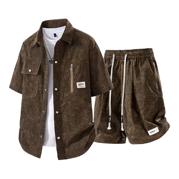 Men's Summer Casual Versatile Fashionable Cool Short-Sleeved Shirt And Shorts Set Trendy Business Casual Outfit - AliExpress 200000343