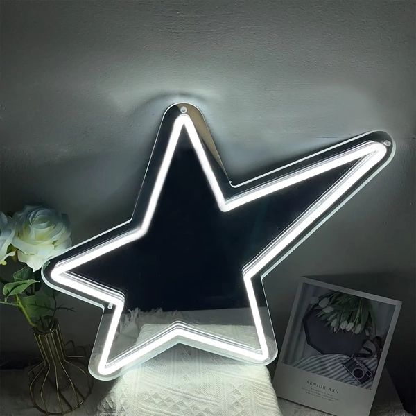 Star Mirror Neon Sign for Wall Decor USB LED Mirror Neon Light Sign Home Bedroom Game Girls Party Kids Room Decor Night Light - AliExpress 39