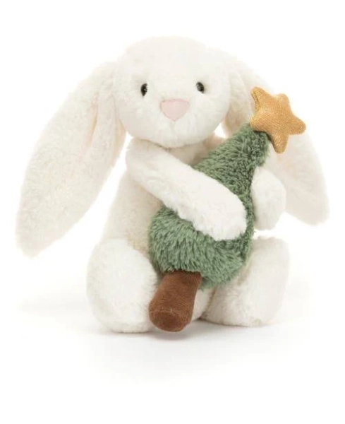 Jellycat Bashful Bunny with Christmas Tree