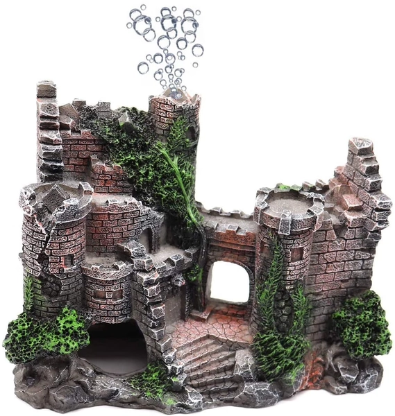 Nvzi Aquarium Resin Castle Decoration, Castle Hideouts Stone Cave Hide House Fish Tank Aquarium Accessories for Betta Shrimp Turtle - Walmart.com