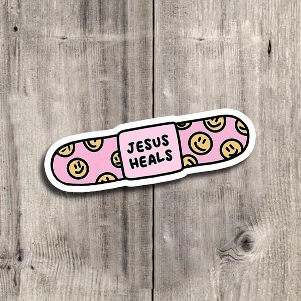3-Inch Vinyl Sticker "Faith Heals" - Spiritual Sticker with Smiling Faces | Perfect for Laptops, Water Bottles, Journals, and More | Ideal Gift for Christians, Believers, and Spiritual Seekers | Religious and Faith-Inspired Decoration, Gift Idea | Playful Design | Durable Vinyl Sticker