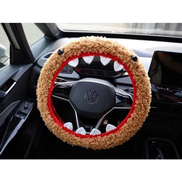 Crochet Monster Steering Wheel Cover: Fluffy Car Accessory, Halloween Decor