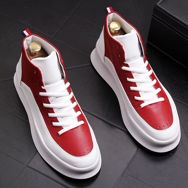 brand designer men boots red white cow leather shoes handsome flats shoe platform boot ankle botas masculinas chaussures homme - AliExpress 322