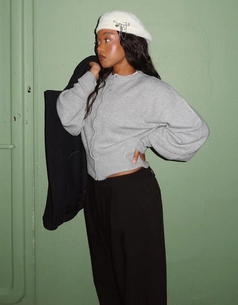 Fitted ribbed cardigan