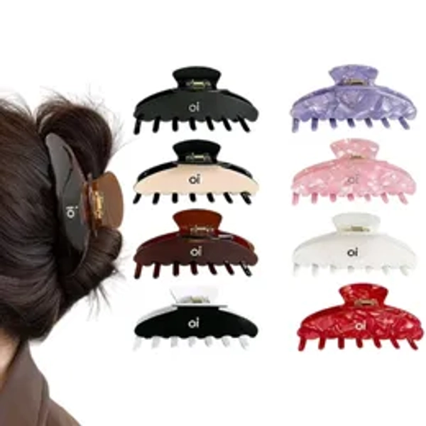 Designer Hair Clips for Women - Luxury Claw Hair Grippers for Yoga, Sports & Party - Vintage Jacquard Headbands in Black, White, Brown & Pink