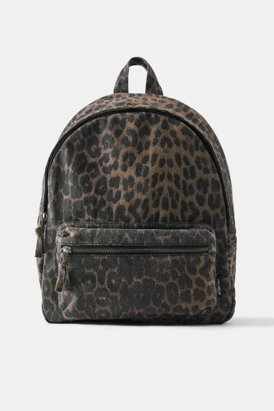 Leopard print canvas backpack