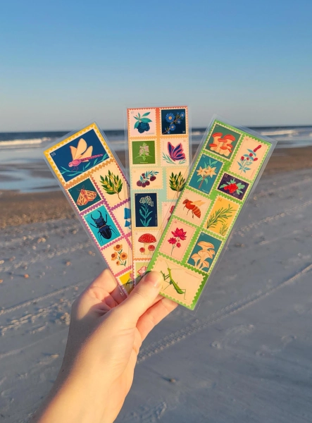 Vintage Nature Stamp Bookmark Set