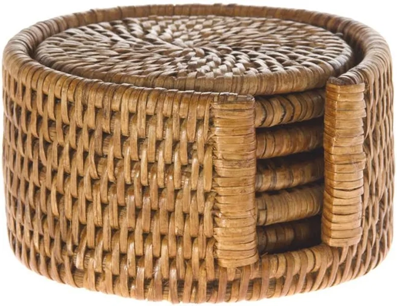 Beachcrest Home Everard Round 1 Piece Coaster Set with Holder