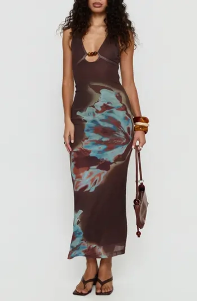 Maritsa Beaded Halter Maxi Dress