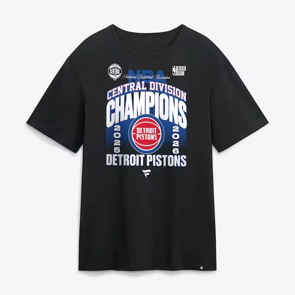 Men's Detroit Pistons  Black 2026 Central Division Champions Locker Room T-Shirt