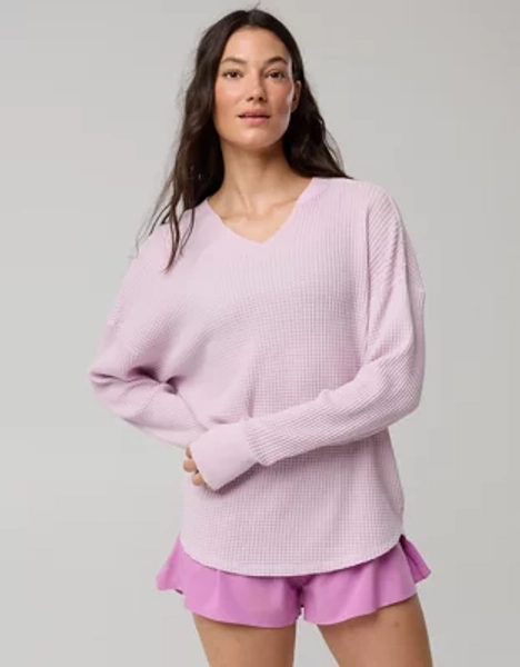 OFFLINE By Aerie Wow! Waffle Notch Neck Long Sleeve T-Shirt