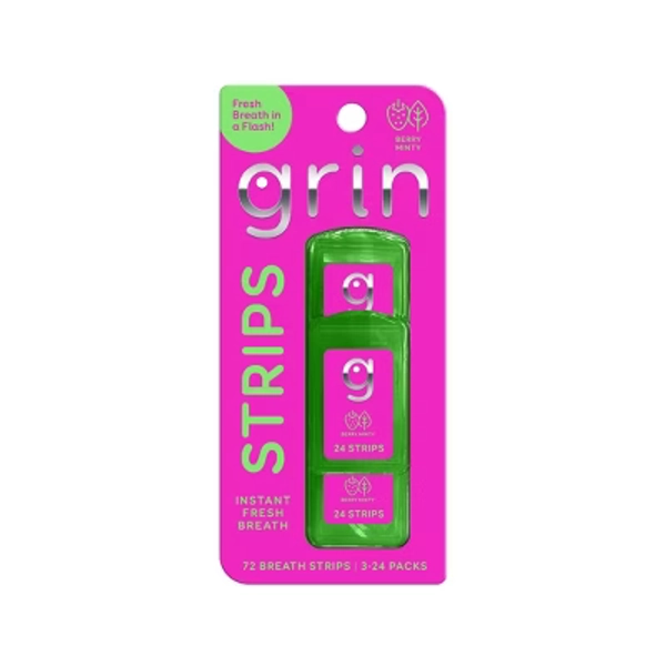 Grin Oral Care Breath Strips - Berry Minty - 72ct