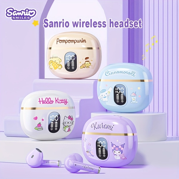 Sanrio Hellokitty, for Kuromi, for Cinnamoroll, for Pompompurin Wireless Headphones 4 Different Styles Available Cute Design With Battery Display Gaming Earbuds Unique Style Easy To Carry Smart Calls Suitable For Daily Sports Outdoor Learning Holiday Gifts Or Attractive Birthday Gifts