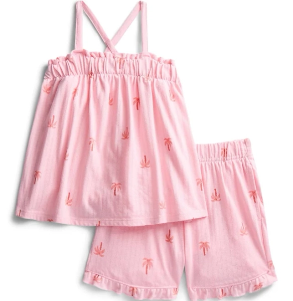 Wonder Nation Girls Trapeze Top and Shorts Outfit Set