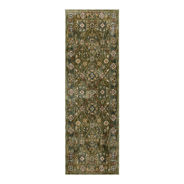 Cyrus Green Diamond Floral Traditional Style Floor Runner