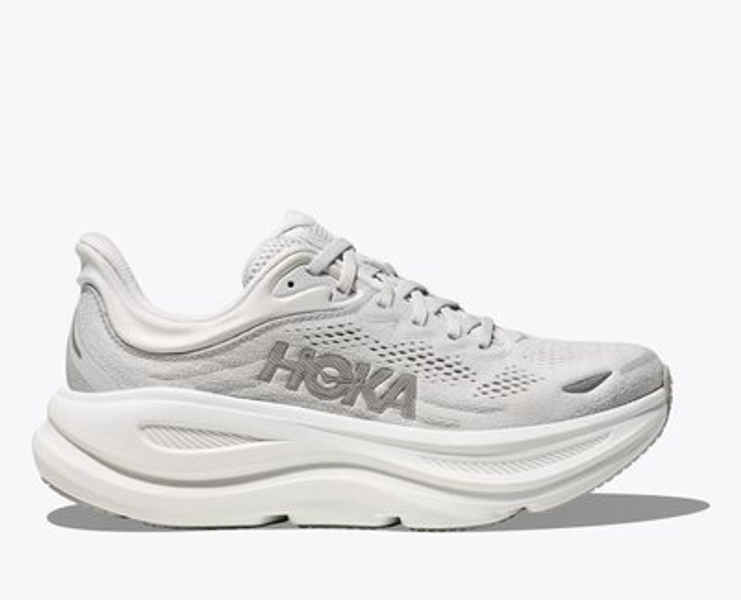 HOKA Women's Bondi 9 Shoes in Stardust/Silver, Size 6