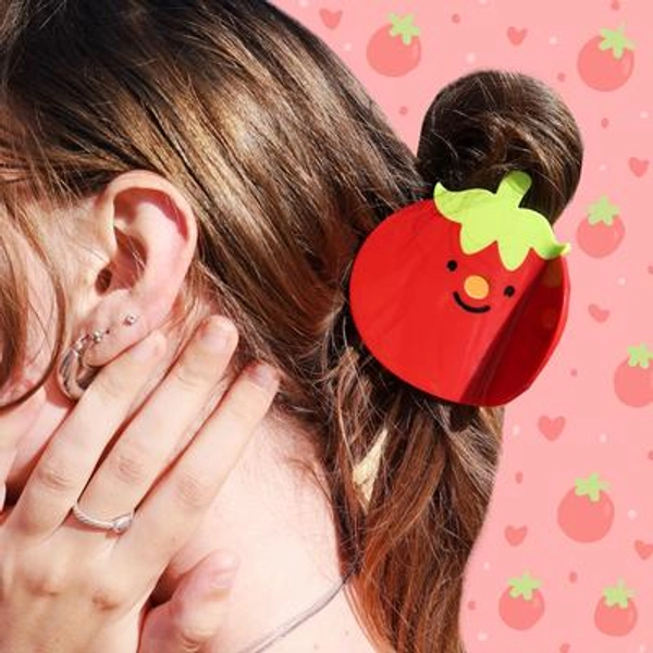 Smiling Tomato Hair Claw, Fruits, Funny Clips, Accessories, Ponytail Clip, Vegetables, Cottagecore, Food Hair Accessory, Acetate Claw