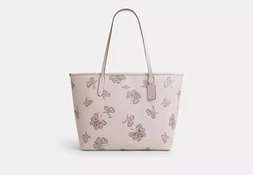 Coach Outlet City Tote Bag With Butterfly Print - Pink