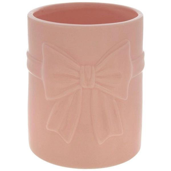 Pink Embossed Bow Crock