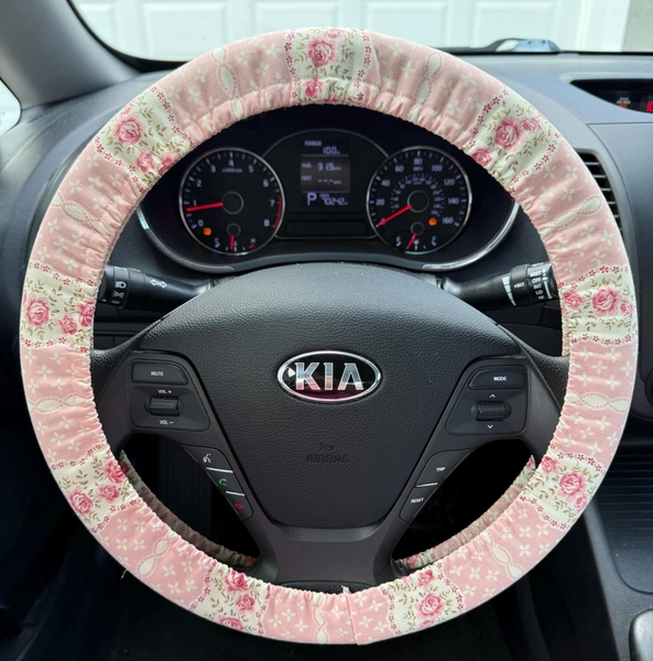 Pink Rose Cottage Core Steering Wheel Cover