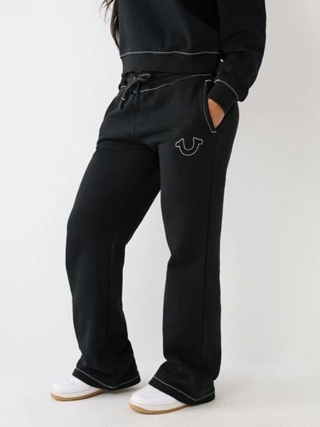 Women's Big T Straight Jogger | Black | Size M| Cotton Blend | True Religion