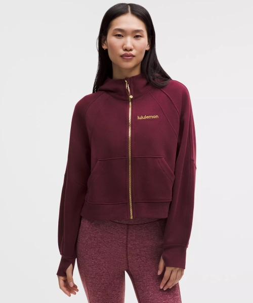 Lunar New Year Scuba Oversized Full-Zip Hoodie - Burgundy Bay - XS/S