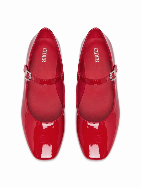 FAUX PATENT LEATHER MARY JANE FLATS