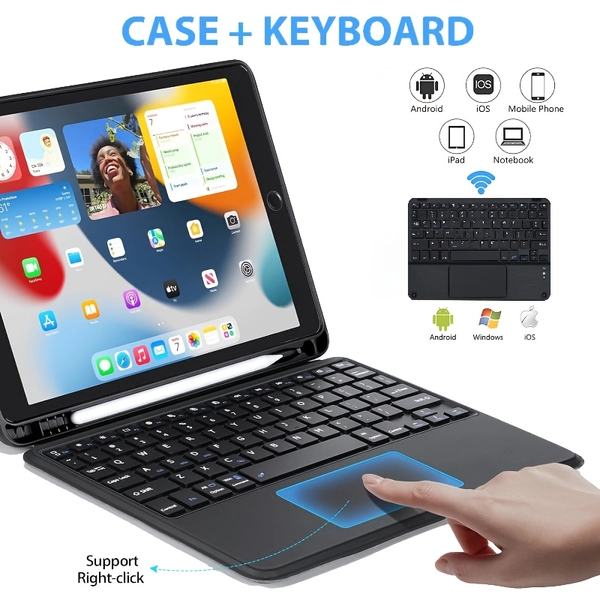 10-inch Wireless Touch Keyboard & Leather Case Combination.For IPad 10th/11th/Air 4&5/Air 11 (M2/M3).Magnetic Keyboard (Detachable) + Auto Wake/sleep.Premium Protective Leather Shell