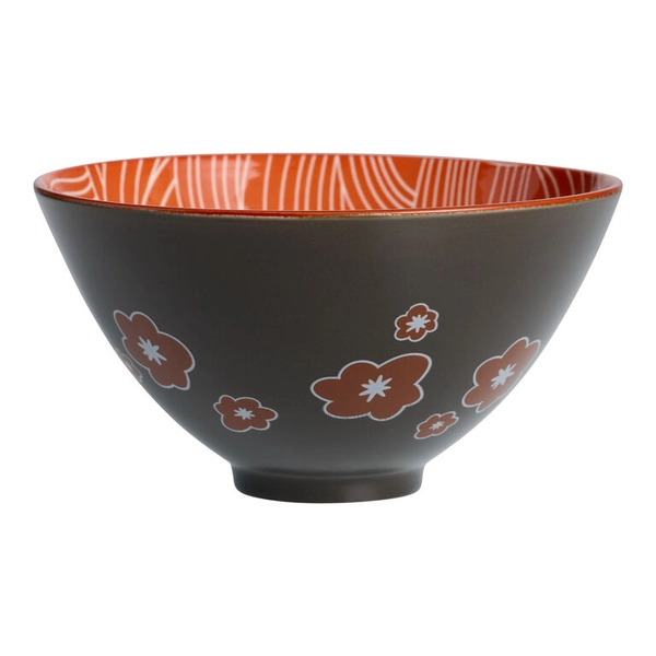 Plum Blossoms Black Pad Print Noodle Bowl