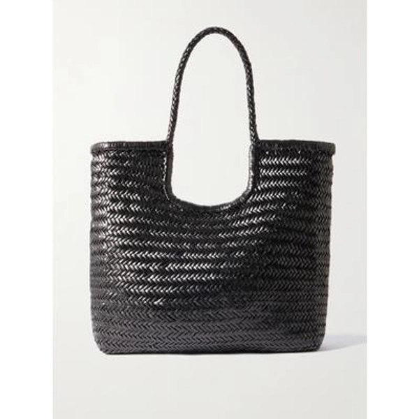 Dragon Diffusion - Ns Diagonal Triple Jump Woven Leather Tote - Black