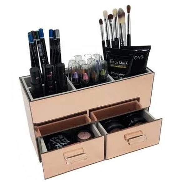 OnDisplay Olivia 2 Drawer Tiered Mirrored Glass Makeup/Jewelry Organizer